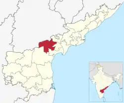 Location of Palnadu district in Andhra Pradesh