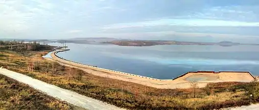 Excavation showing the construction of the lake and swimming park that now covers the battle field and an old pit mine constructed on it.