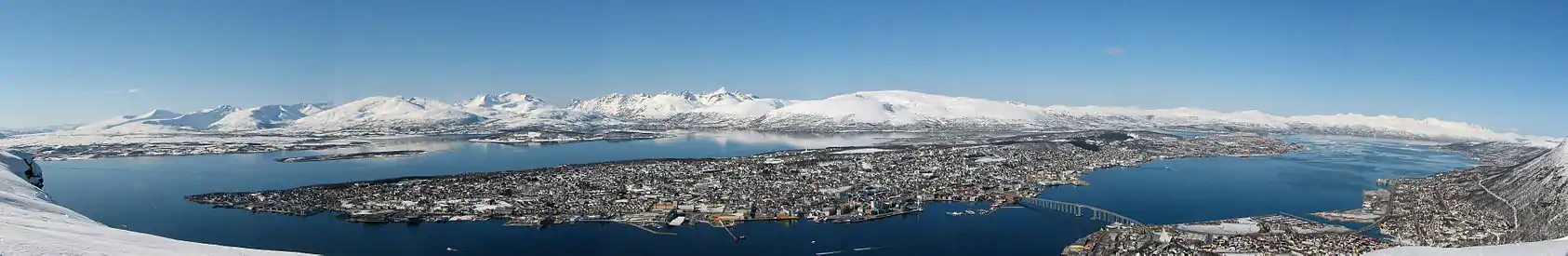 Panoramic view of Tromsø from Fjellheisen.