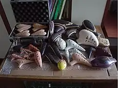 A collection of ocarinas