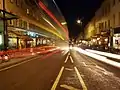 A view down Park Street at night.