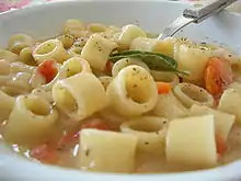 Pasta e fagioli prepared with ditalini