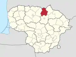 Location of Pasvalys district municipality within Lithuania