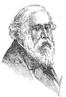 Sketch of a man with a white beard and hair, dressed in a suit, with his body turned right