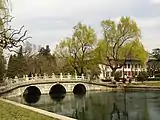 A stone bridge inside the campus