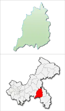 Location of Pengshui County in Chongqing