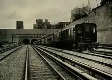 A train is leaving a tunnel