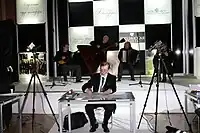 Calligrapher Petr Chobitko, opening ceremony of the I International exhibition of calligraphy