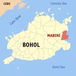 Map of Bohol with Mabini highlighted