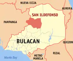 Map of Bulacan with San Ildefonso highlighted