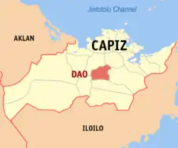 Map of Capiz with Dao highlighted