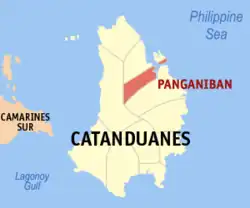 Map of Catanduanes with Panganiban highlighted