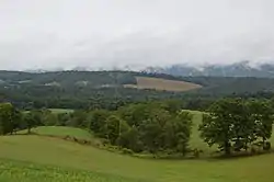 Cloud-covered Addison Ridge and the Piney Creek valley