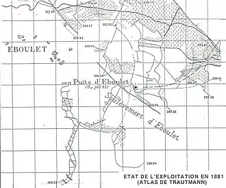 Layout of the bottom of the Notre-Dame mine in 1881