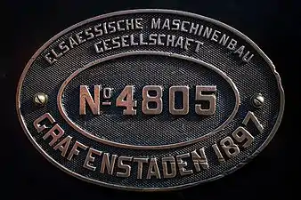 Builder's plate of EM-GG NR 4805.