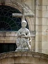 Statue of Teucer on the square of the church of the Pilgrim Virgin