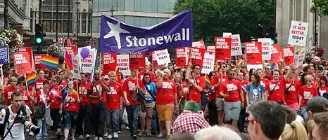 Stonewall group marching at London Pride 2011.