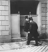 Edgar Degas emerging from a Parisian public toilet, 1889.