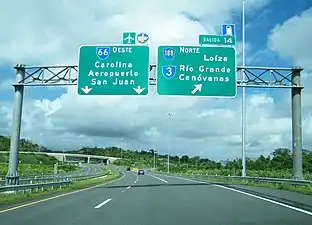 PR-66 west at exit 14 to PR-3 and PR-188 north in Canóvanas