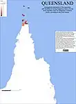 Geographical distribution of the Queensland population self-identified as having Indigenous status (Torres Strait Islanders only) by Indigenous Locations (ILOC), according to the 2016 census