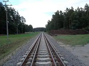 Dual gauge track between Mockava and Šeštokai