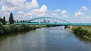 Hendrix-bridge in Zagreb, opened 1939, renovated in 1968. It got its name from Jimi Hendrix in 1970, due to a famous graffiti, noticeable on its green paint