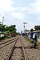 Rail switch and exit signal at the east of the station