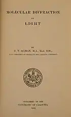 Title page to Raman's Molecular Diffraction of Light (1922)