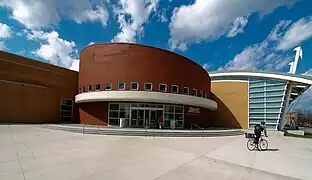 The Gerald Ratner Athletics Center, opened in 2003 and designed by Cesar Pelli, houses the volleyball, wrestling, swimming, and basketball teams.