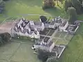 Air view of South facade of Lilford Hall