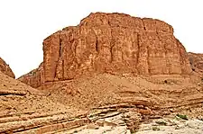 Red butte along the railway line