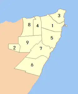 Haylan is number 4. Area 2, 4, 8, and 9 are disputed with Somaliland.