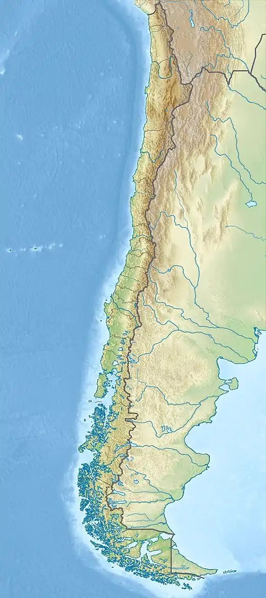 Map showing the location of Área Costera Protegida Punta Curiñanco