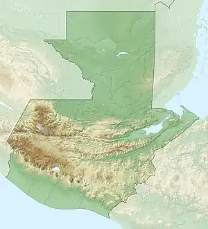 Map of Guatemala with Volcán de Fuego marked