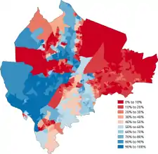 Percentage Catholic or brought up Catholic