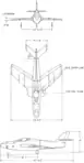 3-view line drawing of the Republic RF-84F Thunderflash