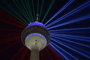 Rheinturm Düsseldorf 70th Anniversary of the state NRW Illumination with Rhine Comet