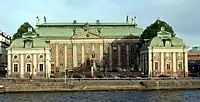 The Swedish House of Nobility, north end, with a statue of Axel Oxenstierna.