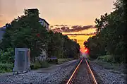 The railroad crossing.