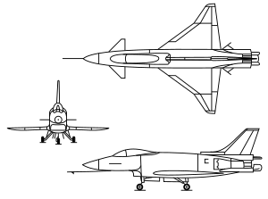 Orthographic projection of the Rockwell X-31.