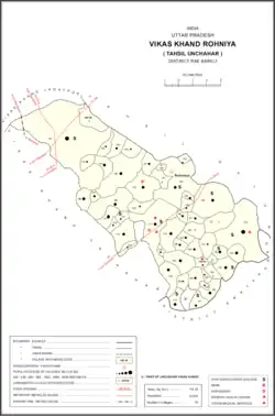 Map showing Umran (#177) in Rohaniya CD block