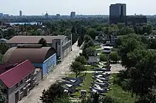 View of the two hangars