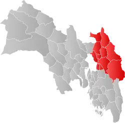 Map of Romerike including municipalities