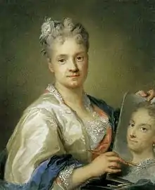 Rosalba Carriera, Self-portrait holding a portrait of her sister, 1715, pastel on paper; Galleria degli Uffizi, Florence