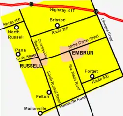 Map of Russell Township