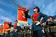 Russian fanfare trumpets, played by Russian soldiers. These trumpets have no valves.