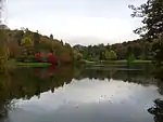 View taken from the Grotto, of the lake in autumn colours