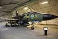 A Saab 37 Viggen in the underground hangar