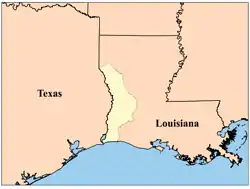 The Neutral Ground, or Sabine Free State. Its western border was the Sabine River.