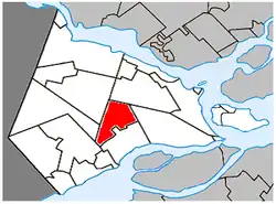 Location within Vaudreuil-Soulanges RCM